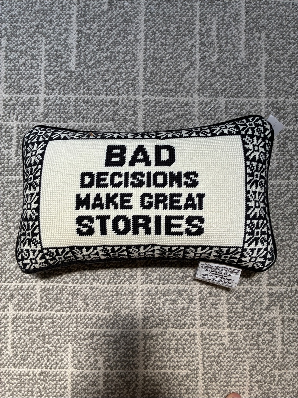 cupcakes & cashmere Black and White Knit Accent Pillow